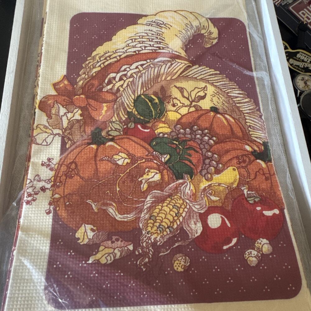 Vintage C. A. Reed Thanksgiving Paper Tablecover Cornucopia AutumnFall 52x96 NEW